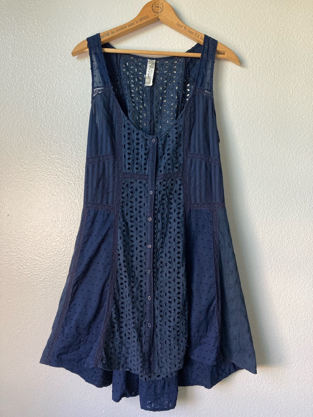 Vintage Free people Corset lace up back eyelet Dress Swiss Dot 2010s y2k sz L